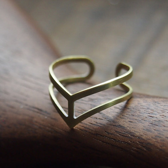 Modern and Minimal Geometric Small Arrow Brass Ring