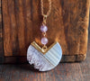 Amethyst and agate pendulum crystal necklace