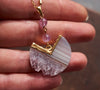 Sparkly Amethyst and agate pendulum necklace
